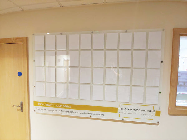 Acrylic Photoboard for Care Home Design showcasing caring staff members. 